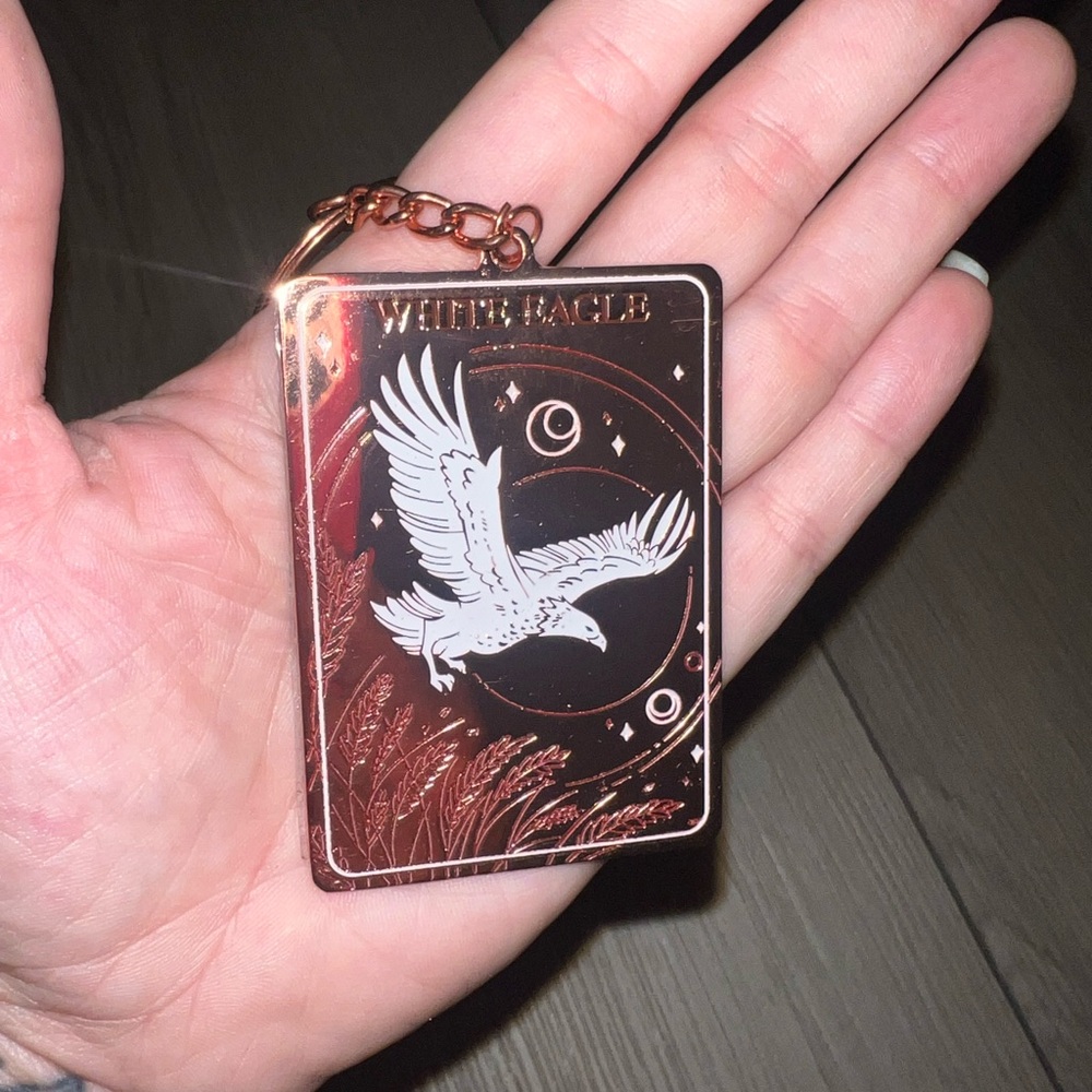 White Eagle Keychain with Copper Accents